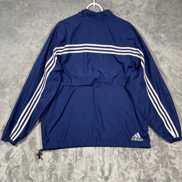 Vintage 90's ADIDAS 1/4 Button Navy Blue Pullover Windbreaker Jacket Mens Large - Picture 6 of 11